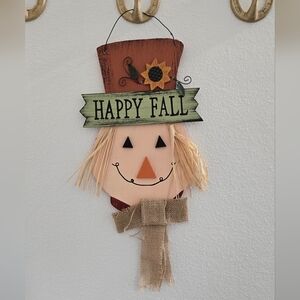 Happy Fall Scarecrow Wall Hanging - Orange, Green, Beige